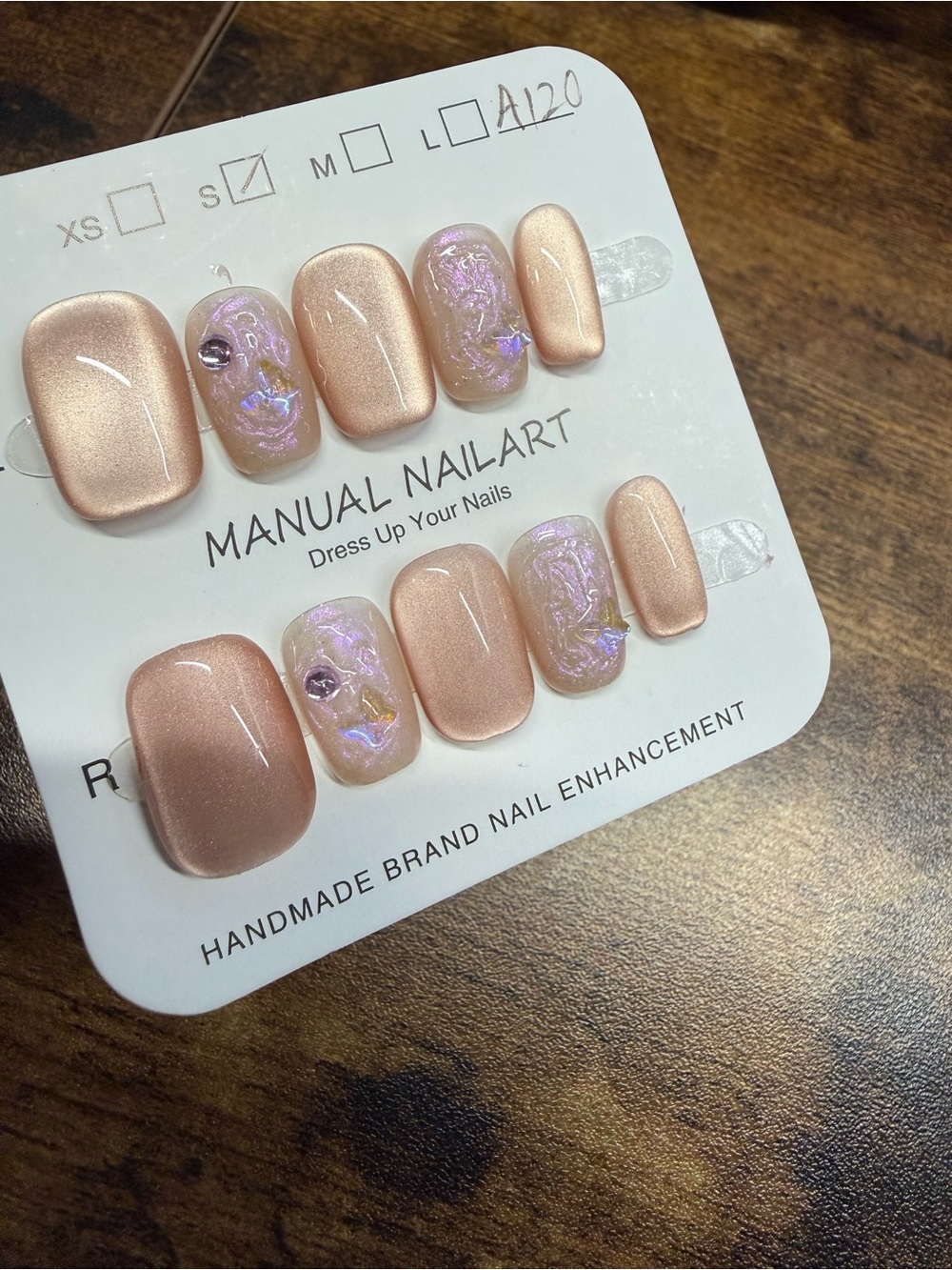 Champagne Nude & Iridescent Press-On Nail Set - Small